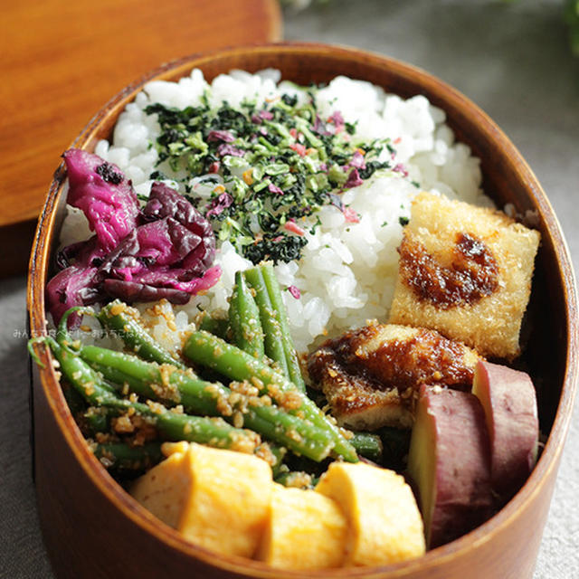 食べざかり中学生のお弁当～ササミカツといんげんの胡麻和え☆米油で揚げものしてみたよ！【ボーソー米油部】