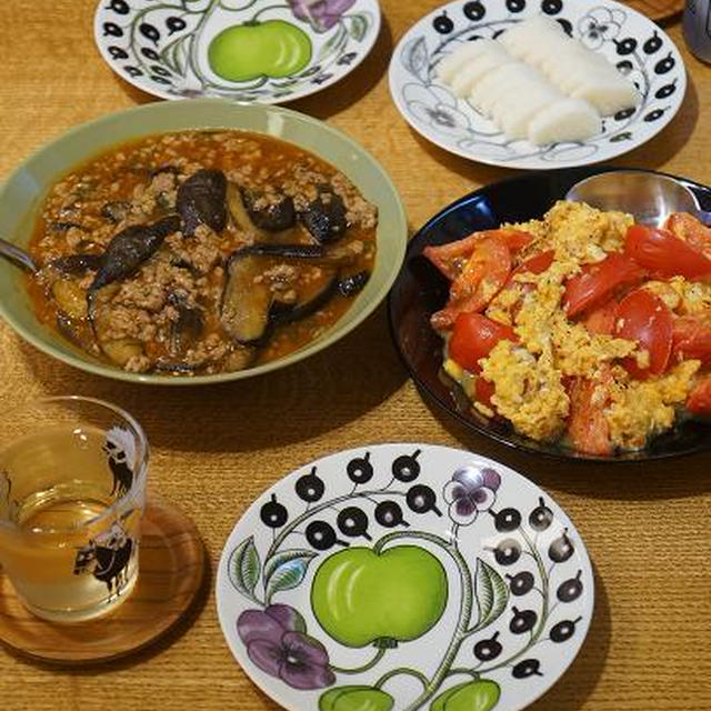 麻婆ナスとトマトと卵の中華炒め