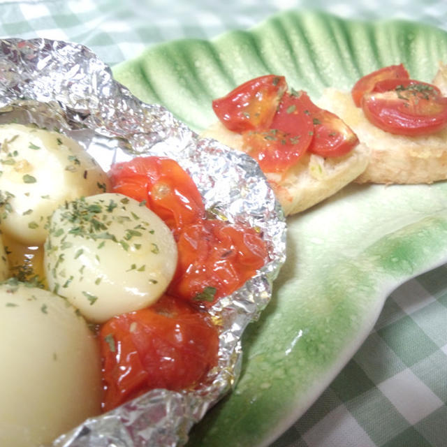 にんにくとﾄﾏﾄのﾎｲﾙ焼き✿