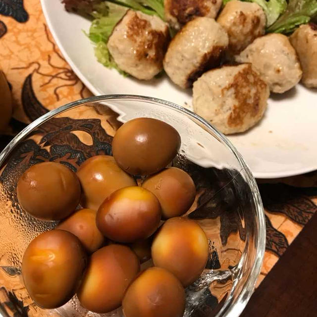 けむらん亭でつくねと豚のモーロ風、うずら玉子の燻製