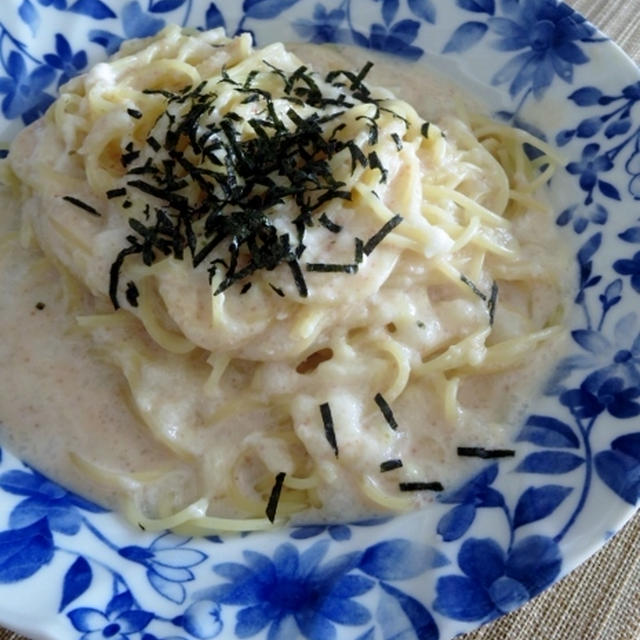 とろろdeとろ～り★明太クリームスープパスタ