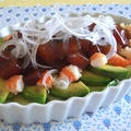 アボカドとマグロのサラダ♪と新玉ねぎとベーコンのパスタ by shioriさん