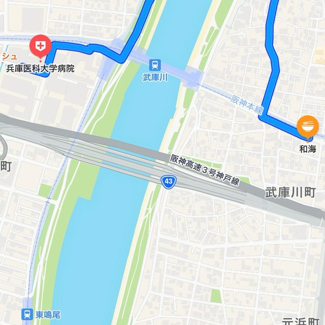 阪神武庫川駅　駅沿いに徒歩専用（自転車は降りて通行）の連絡通路（橋）があるのですね
