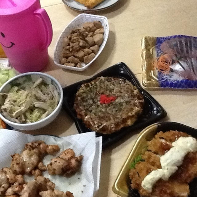 チキン南蛮やらお好み焼きやらで晩酌