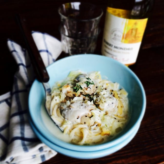 Creamy Miso Pasta with Oysters牡蠣の白味噌クリームパスタ