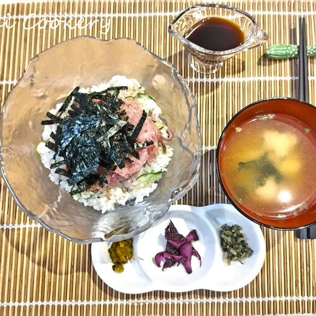 胡瓜＆茗荷のごはん de ねぎとろ丼