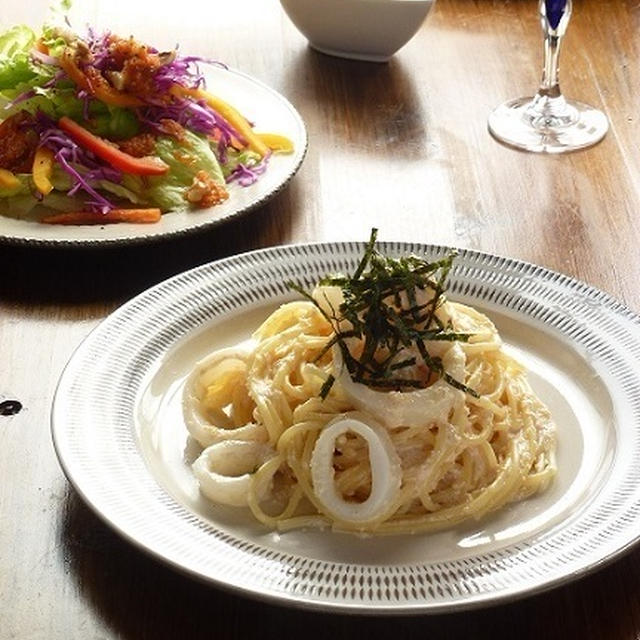 イカの明太子クリームパスタ