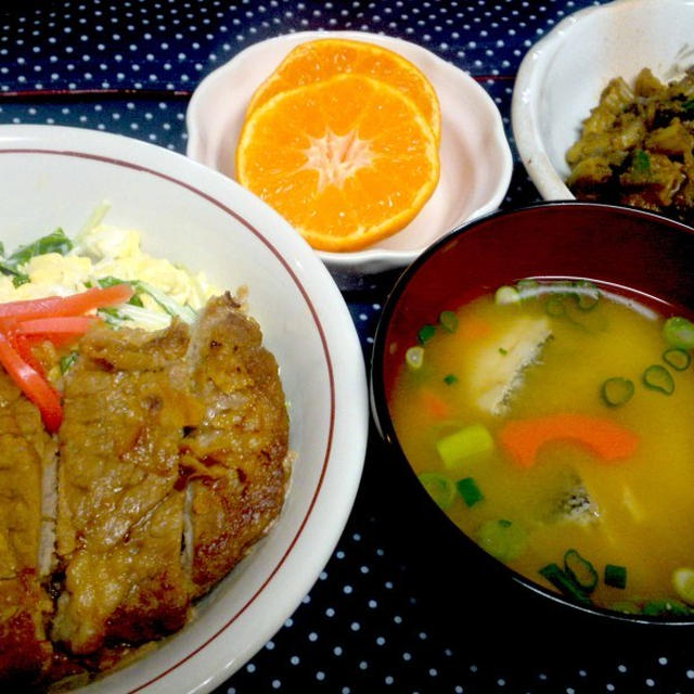 男子大好き豚丼他あれこれ・・・実は余りものだらけ！？な夕食　&　温泉へ出発(^^♪