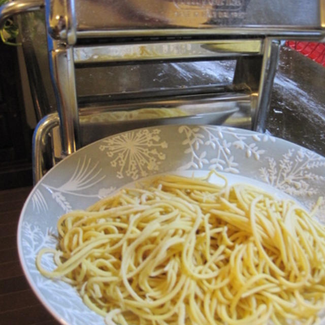 手打ち生パスタにて筍とクレソンのペペロンチーノ☆