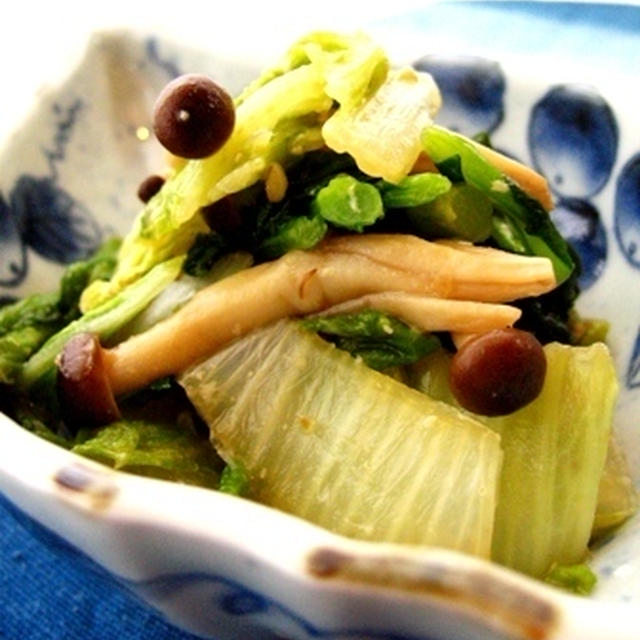 白菜と菜の花のにんにく味噌炒めと晩ごはん