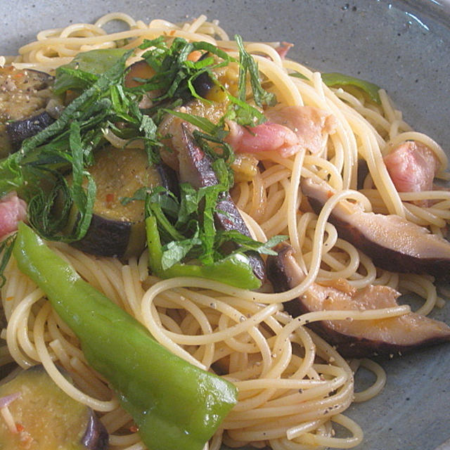 宮崎乾しいたけとナスの和風パスタ