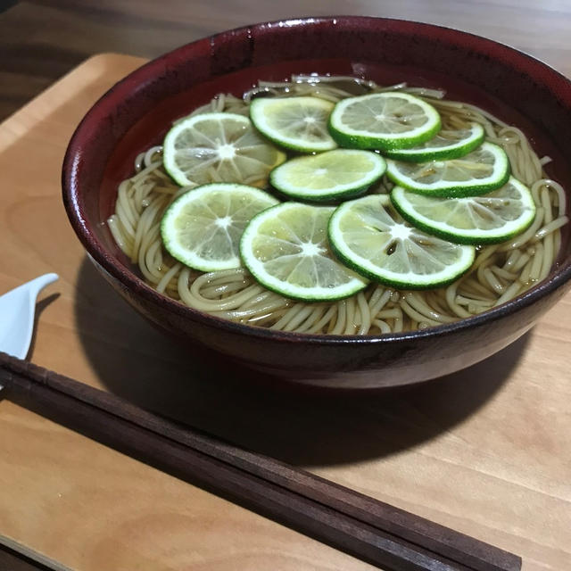 すだち温麺と小松菜の即席漬け