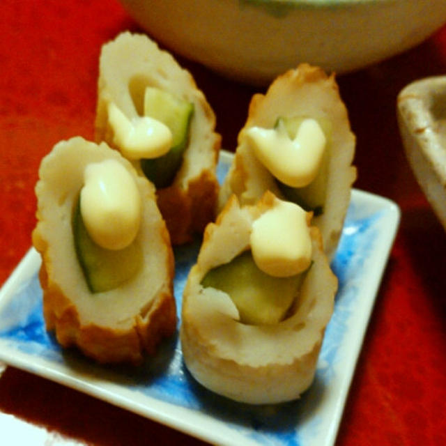 ちくわきゅうり　マヨネーズ少々のせて