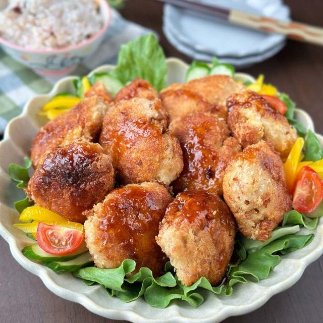 暑い日でもさっぱり食べたい☆豚こまと高野豆腐で作るさっぱりカツサラダ