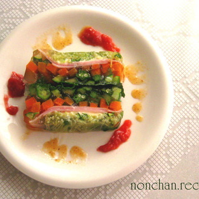 野菜とﾊﾑﾁｰｽﾞのﾃﾘｰﾇ＊しそ梅のｵﾘｰﾌﾞｵｲﾙﾄﾞﾚｯｼﾝｸﾞ。゜*〇゜*･゜ﾟ･*:.｡..｡.:*･゜