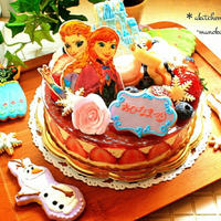 【オーダーケーキ】アナ雪の苺のフレジェ♪雛祭りケーキ