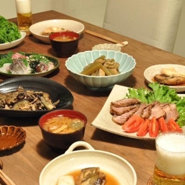 鰈の煮付け、蕗の煮物、お刺身などでお帰りディナー