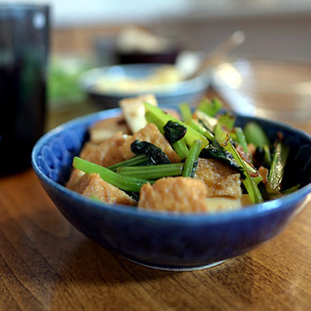 焼き魚とシロさんの小松菜料理