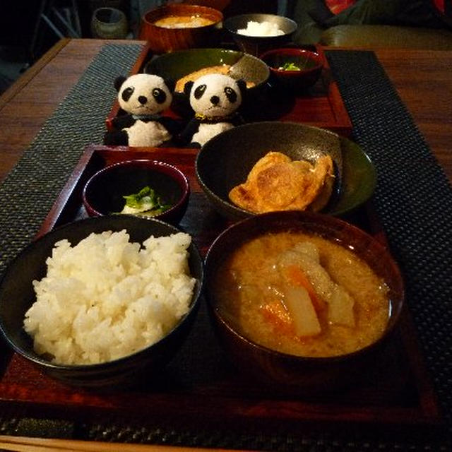 ネギ入りお揚げ焼きのお膳献立