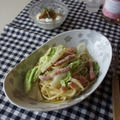 白菜とベーコンの中華風クリームパスタ