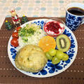 2023/8/2023*ほうれん草ベーコンチーズベーグルモーニング*