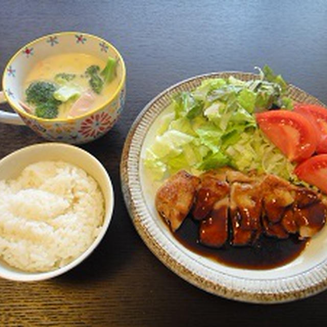 ２月１０日の夕飯　***　鶏照り焼き　***