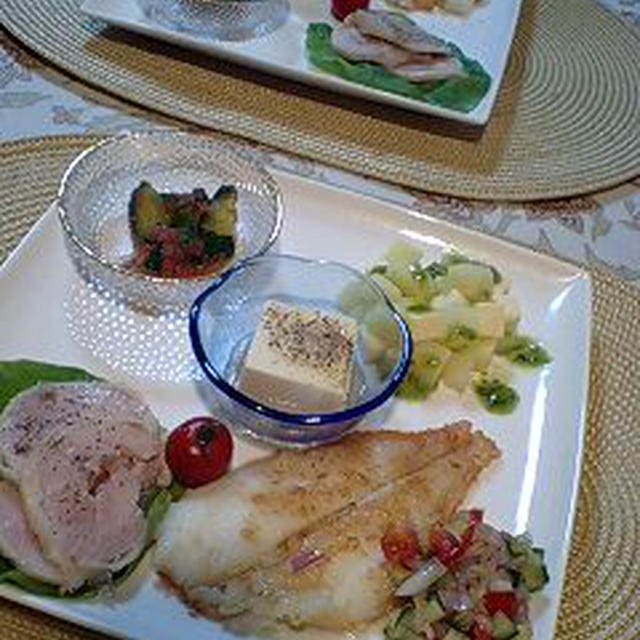 カレイのムニエルと鶏ハムの献立 夕ご飯 By プクリンママさん レシピブログ 料理ブログのレシピ満載