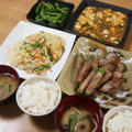昨夜はオクラと舞茸の肉巻きとソーメンチャンプルーなど・・・