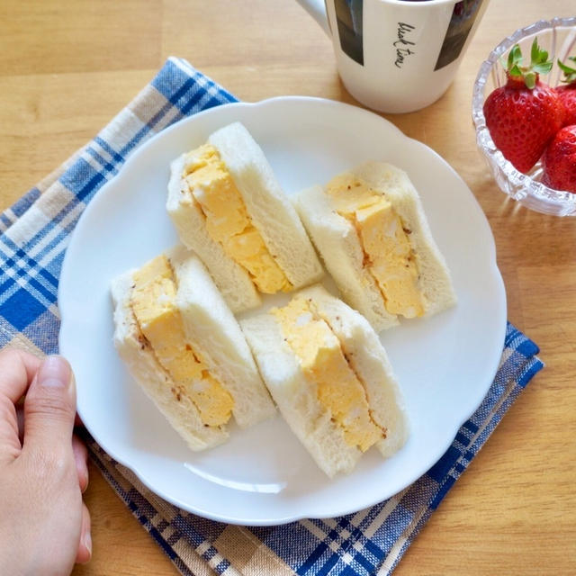 喫茶店風♡レンジで簡単！厚焼きたまごサンド－簡単✻時短✻節約