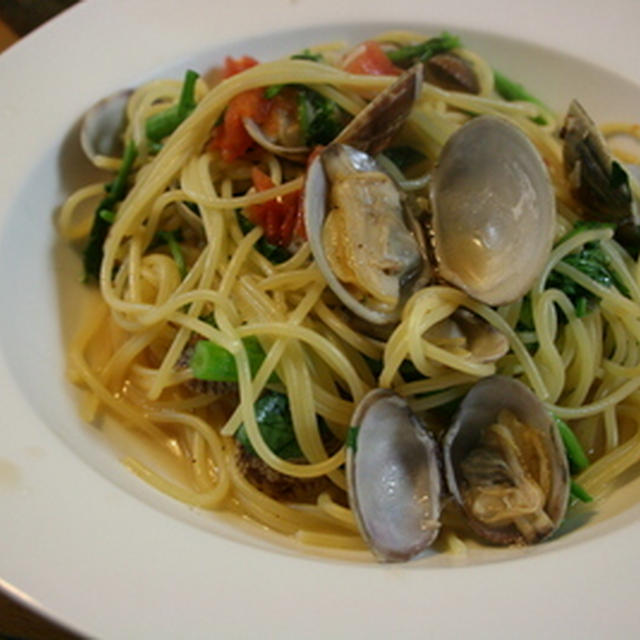 クレソンとアサリのパスタ