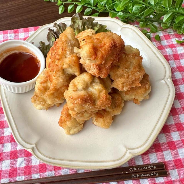 ついつい摘んじゃう☆米粉でカリカリ鶏むね肉のふわふわチキンナゲット