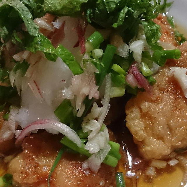香味野菜たっぷりのせ！冷やし鶏の唐揚げ