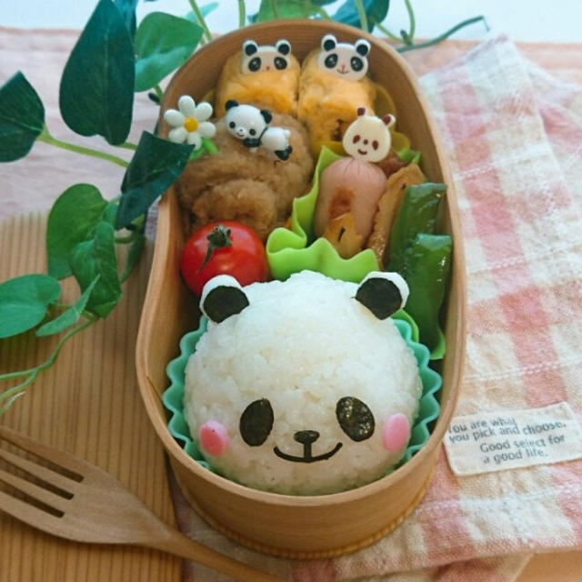 パンダちゃんおにぎり弁当〖デコ弁〗   #平日お昼ご飯はお弁当or外食
