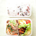 お弁当（真夜中制作）『白菜と豚肉と紅海老炒め』