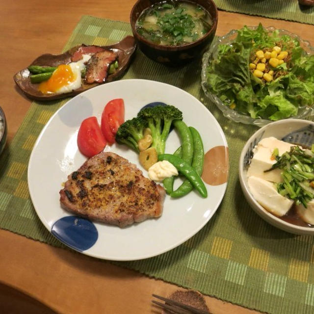 豚テキ～マスタード風味の晩ご飯　と　家庭菜園♪