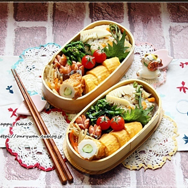 春のおにぎり弁当とパン♪