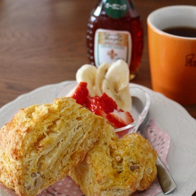 今朝の朝ごはん☆かぼちゃｽｺｰﾝだけど時間なかった～