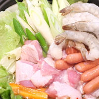夕食☆鶏肉とエビのさっぱり鍋♪