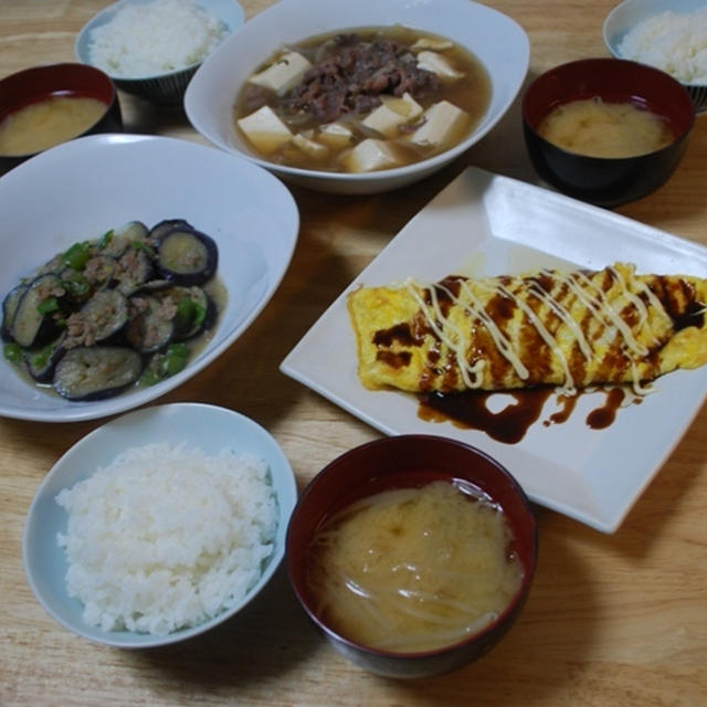 昨夜は茄子とピーマンのそぼろ味噌煮など～