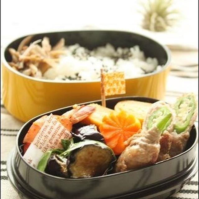 【ﾜﾀｼ弁当　ｵｸﾗの肉巻き弁当♪】