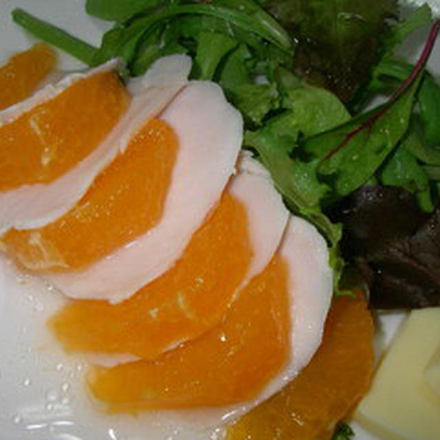 清見オレンジと鶏ハムのすっきりサラダ