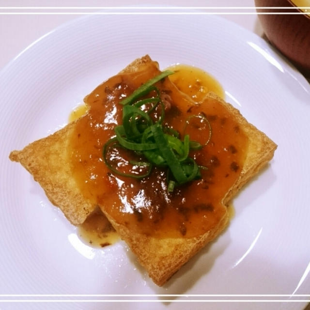 【Recipe:厚揚げの梅大豆あん】眠たいのでレシピのみですみません。