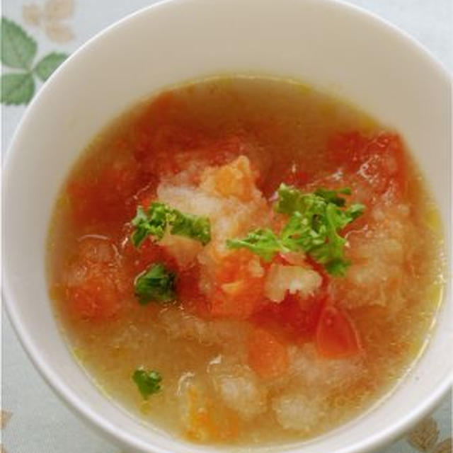トマトとおろしのサッと煮スープと即席スープの特集です。