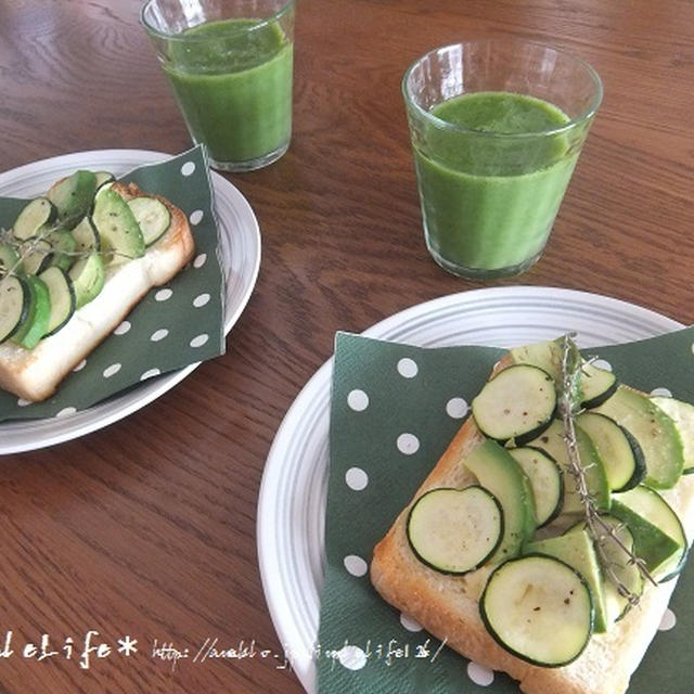 今朝の朝ごはん☆グリーンセット