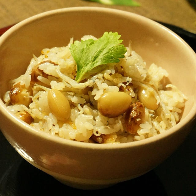 虎豆と釜揚げしらすの炊き込みご飯
