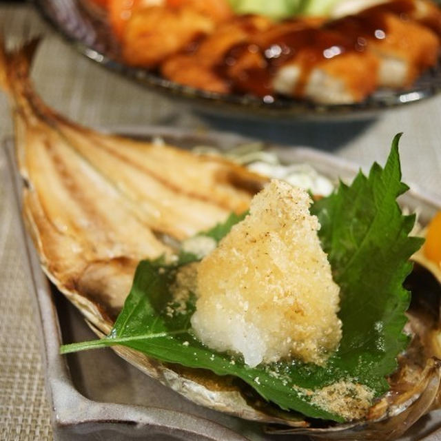 ■簡単晩ご飯【鯵干物焼きと冷凍甘辛ささ身カツフライで簡単！！】