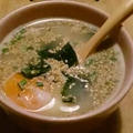 温泉卵・お豆腐入り”焙煎ごまスープ”♪コッペパン・ココアメロンパン♪