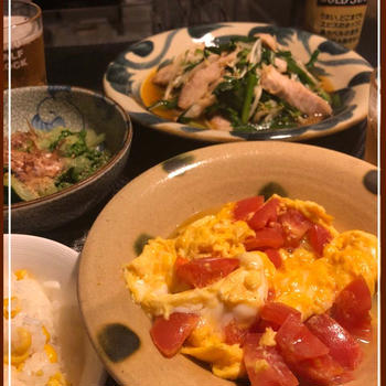 トマトの卵炒めと豚野菜炒め
