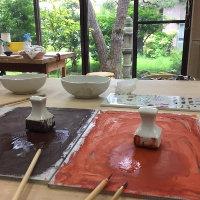 九谷で染付体験
