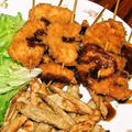 胸肉の串揚げ＆鯖と小松菜の味噌炒め＆豚しゃぶサラダ